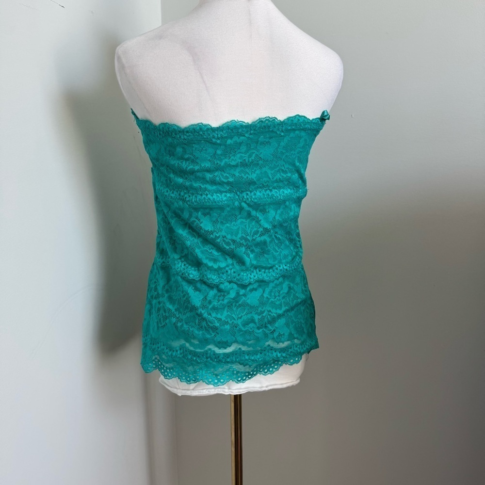 Y2K Le Chateau Teal Lace Tube Top Strapless Clubwear Party Festival Fairycore L - Picture 4 of 5
